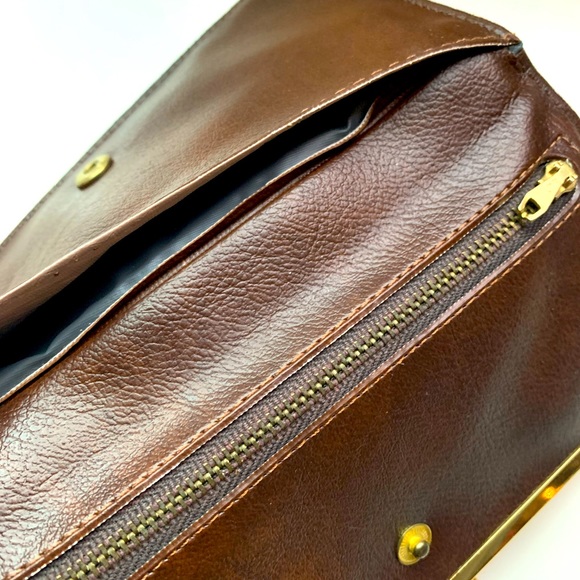 Vintage Stitched Boho 70s Clutch In Orange and Pink - Picture 5 of 13